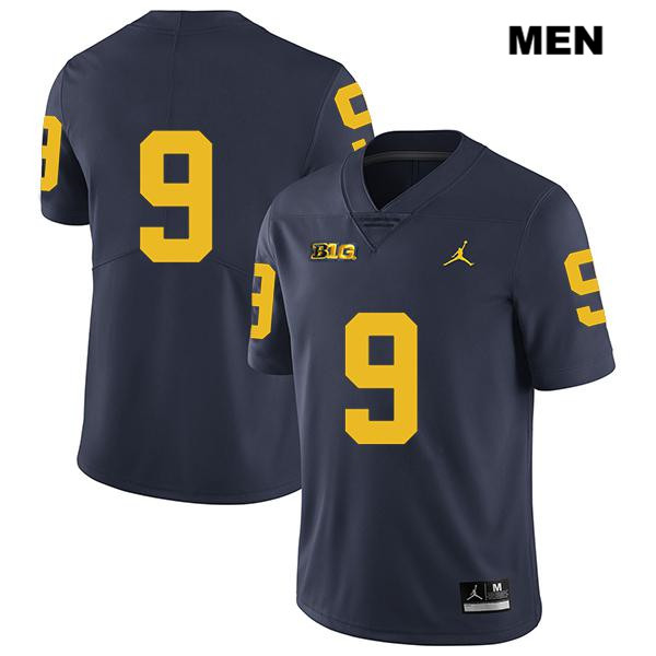 Men's NCAA Michigan Wolverines Andy Maddox #9 No Name Navy Jordan Brand Authentic Stitched Legend Football College Jersey WO25T37NE